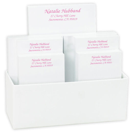 Proper Notepad Set in White Holder